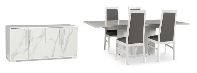 Modena White Rect Dining Room