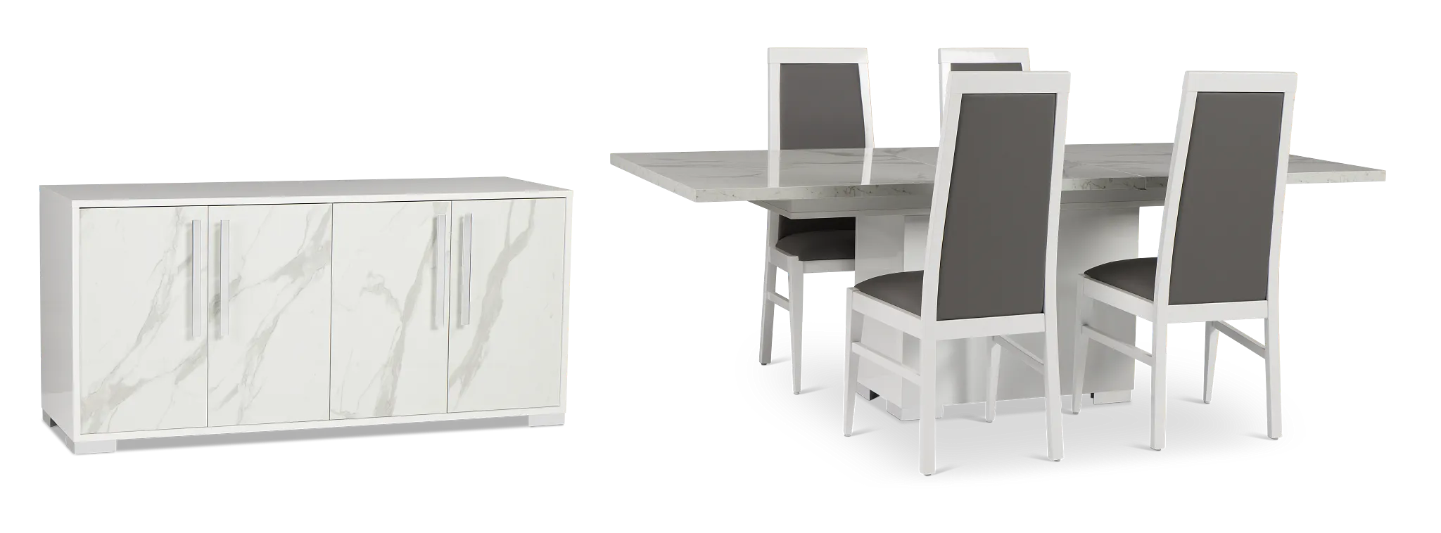 Modena White Rect Dining Room