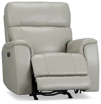 Wells Light Gray Lthr/vinyl Power Recliner With Heat And Massage