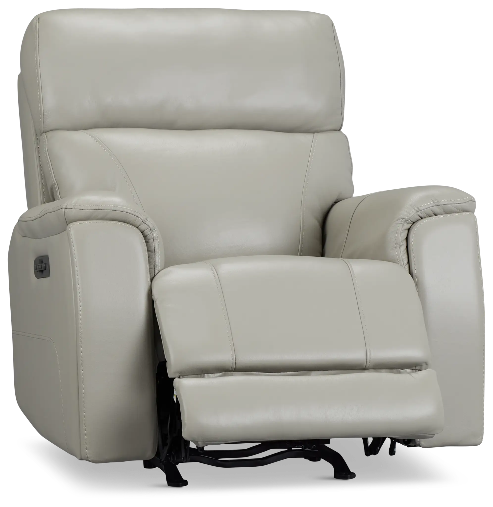 Wells Light Gray Lthr/vinyl Power Recliner With Heat And Massage Wells Light Gray Lthr/vinyl Power Recliner With Heat And Massage