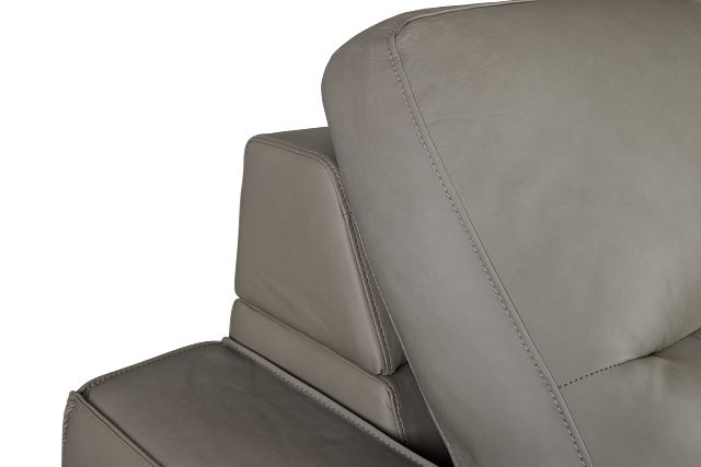 Rudy Gray Lthr/vinyl Power Extension Chaise Sofa