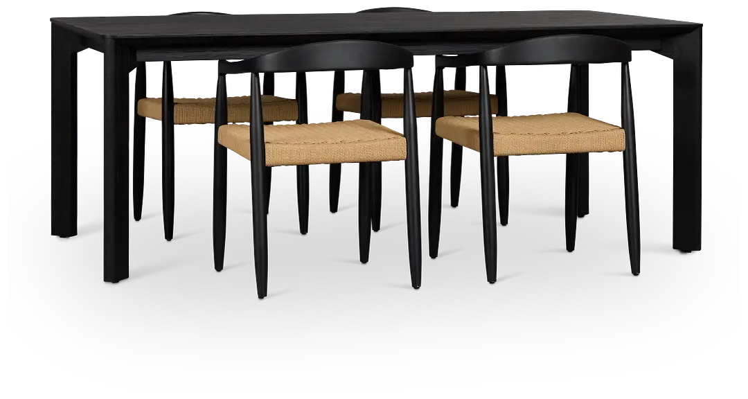 Santorini Black Rect Table & 4 Curved Chairs Santorini Black Rect Table & 4 Curved Chairs