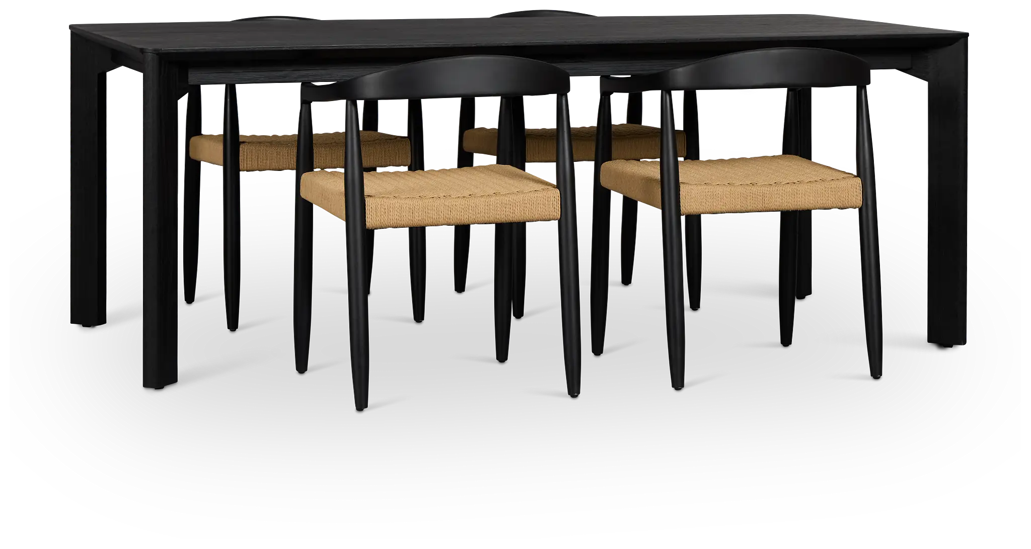 Santorini Black Rect Table & 4 Curved Chairs Santorini Black Rect Table & 4 Curved Chairs