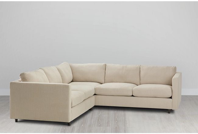 Simone Beige Fabric Small Two-arm Sectional