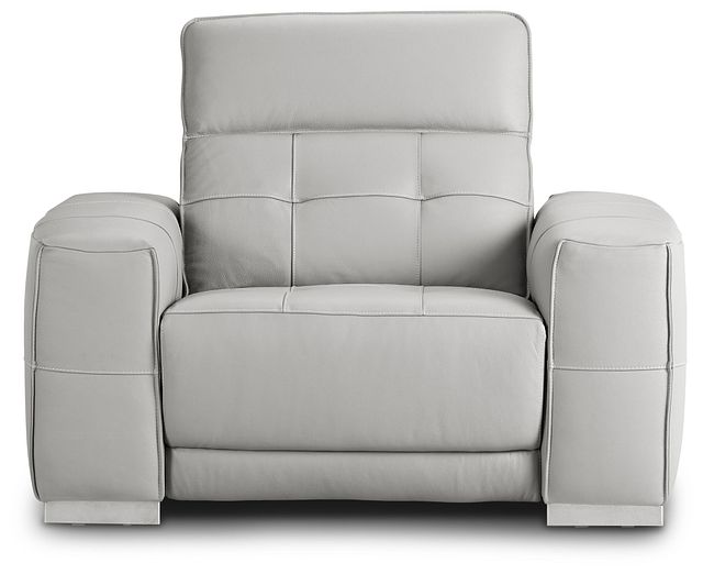 Reva Gray Leather Power Recliner With Power Headrest