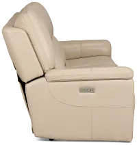 Fallon Beige Lthr/vinyl Power Reclining Sofa W/ Massage