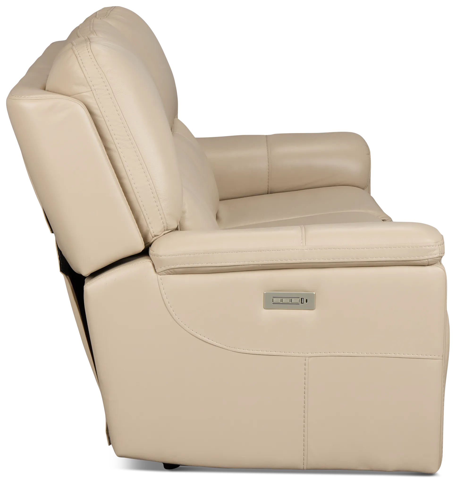 Fallon Beige Lthr/vinyl Power Reclining Sofa W/ Massage