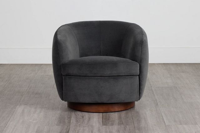 Hazel Dark Gray Velvet Swivel Accent Chair