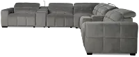 Gemma Light Gray Velvet Large Dual Power Right Chaise Sectional