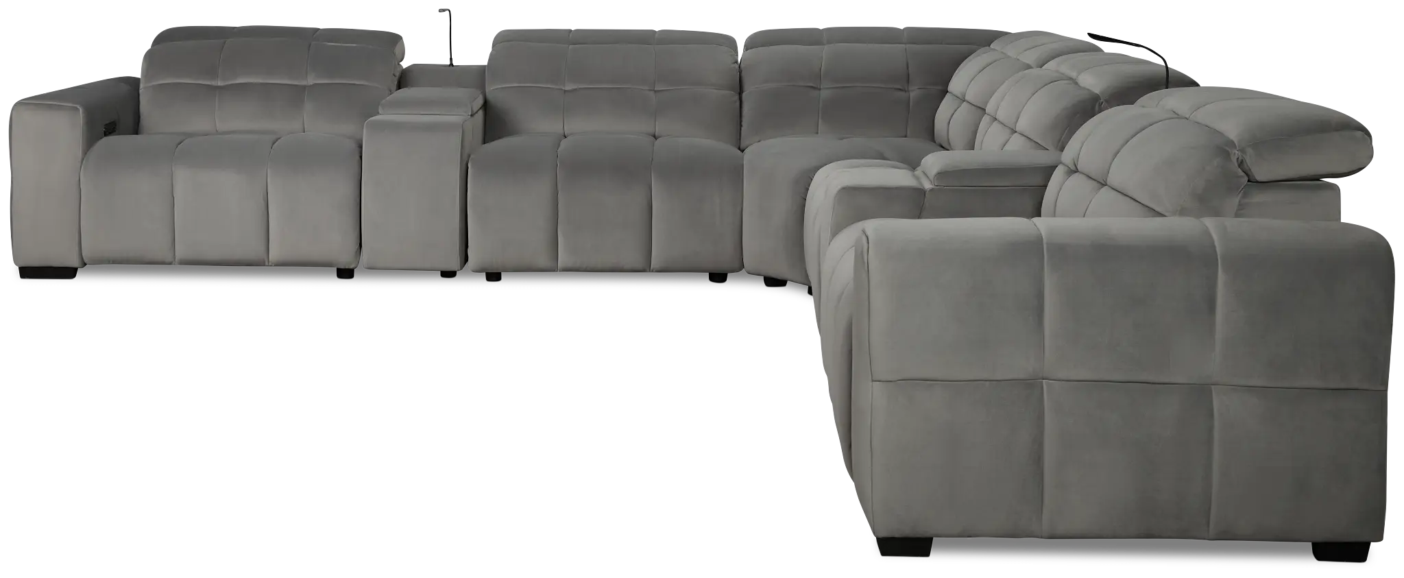 Gemma Light Gray Velvet Large Dual Power Right Chaise Sectional Gemma Light Gray Velvet Large Dual Power Right Chaise Sectional