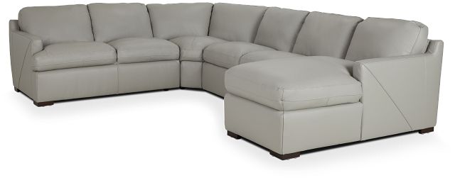 Amari Gray Leather Medium Right Chaise Sectional