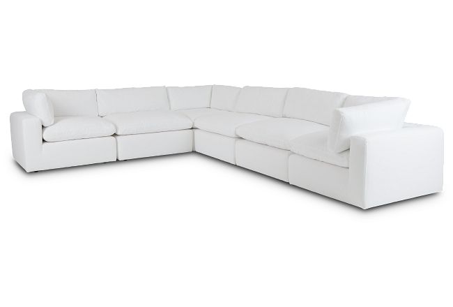 Grant White Fabric 6-piece Modular Sectional