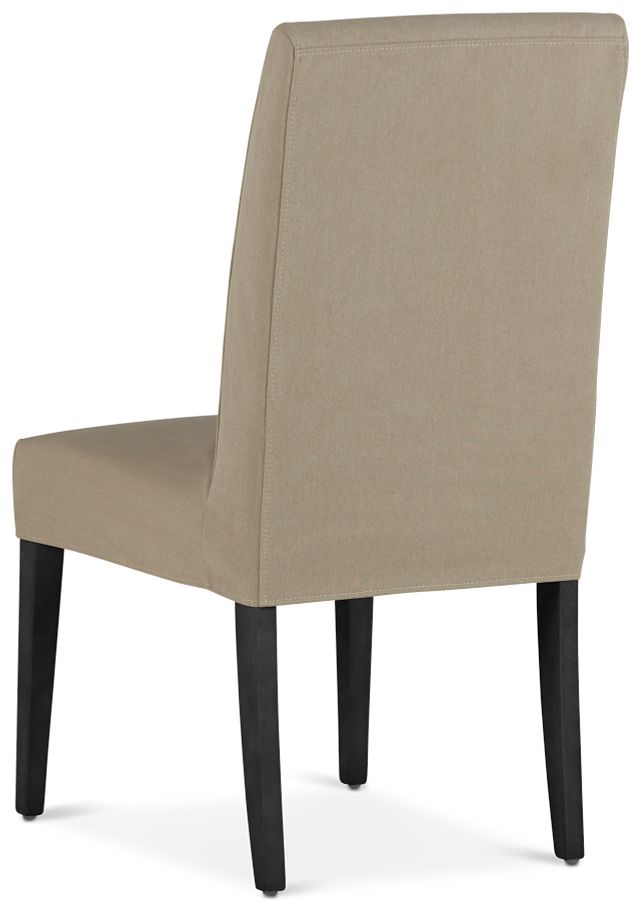 Destination Beige Short Slipcover Chair With Dark-tone Leg
