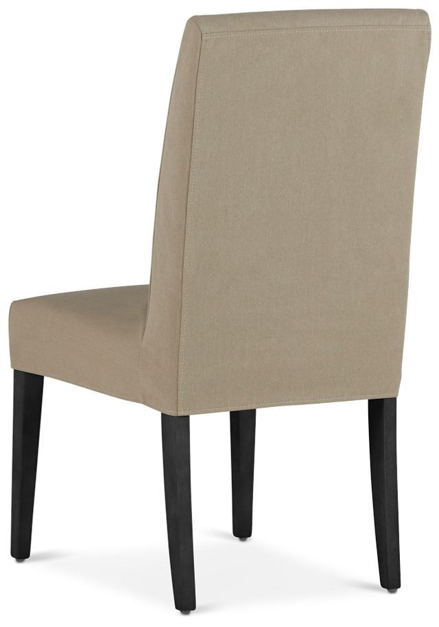 Destination Beige Short Slipcover Chair With Dark-tone Leg