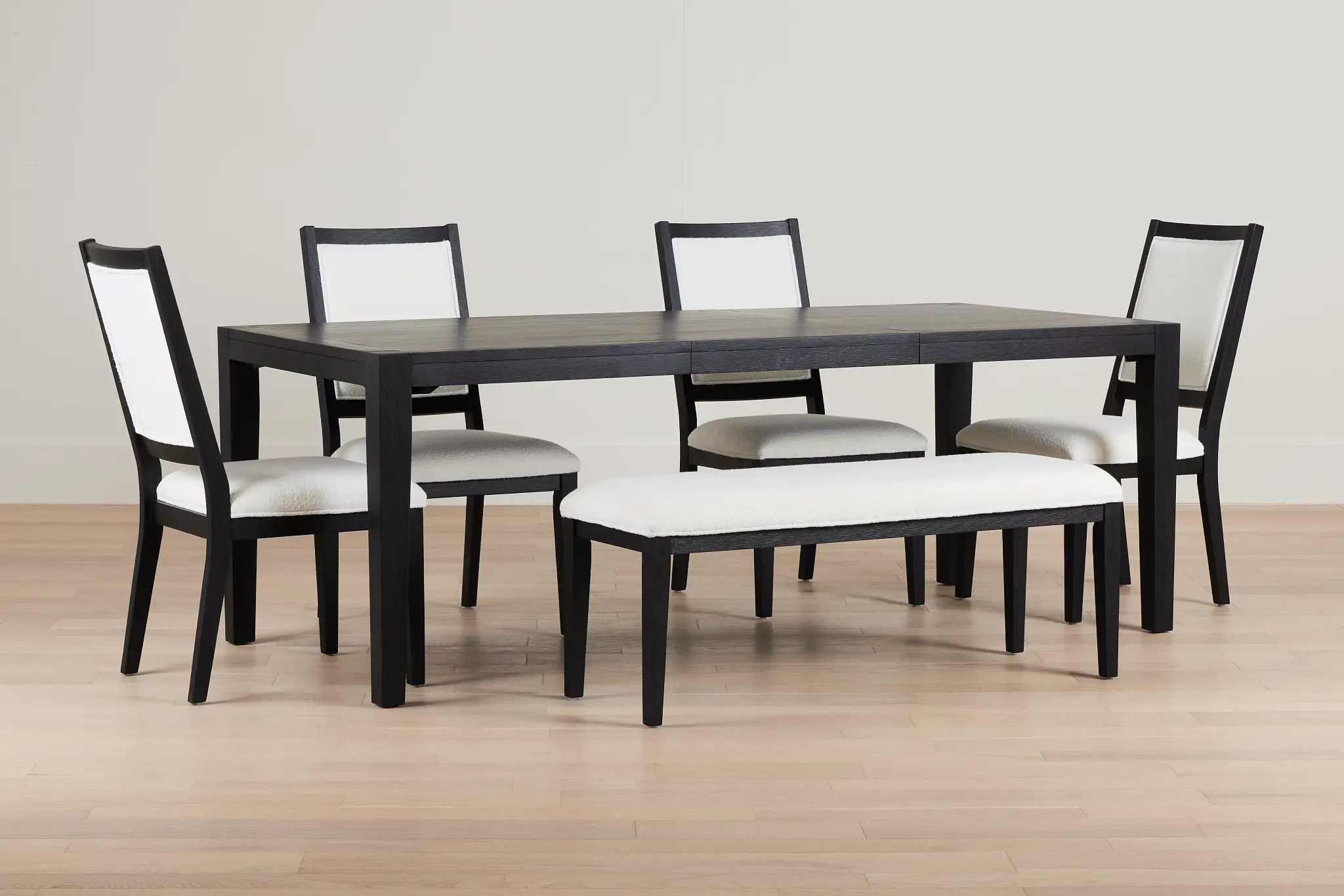 Alden Black Rect Table, 4 Chairs & Bench Alden Black Rect Table, 4 Chairs & Bench
