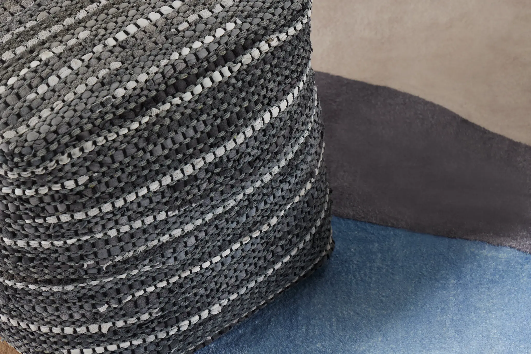 Darra Black Leather Accent Pouf Darra Black Leather Accent Pouf