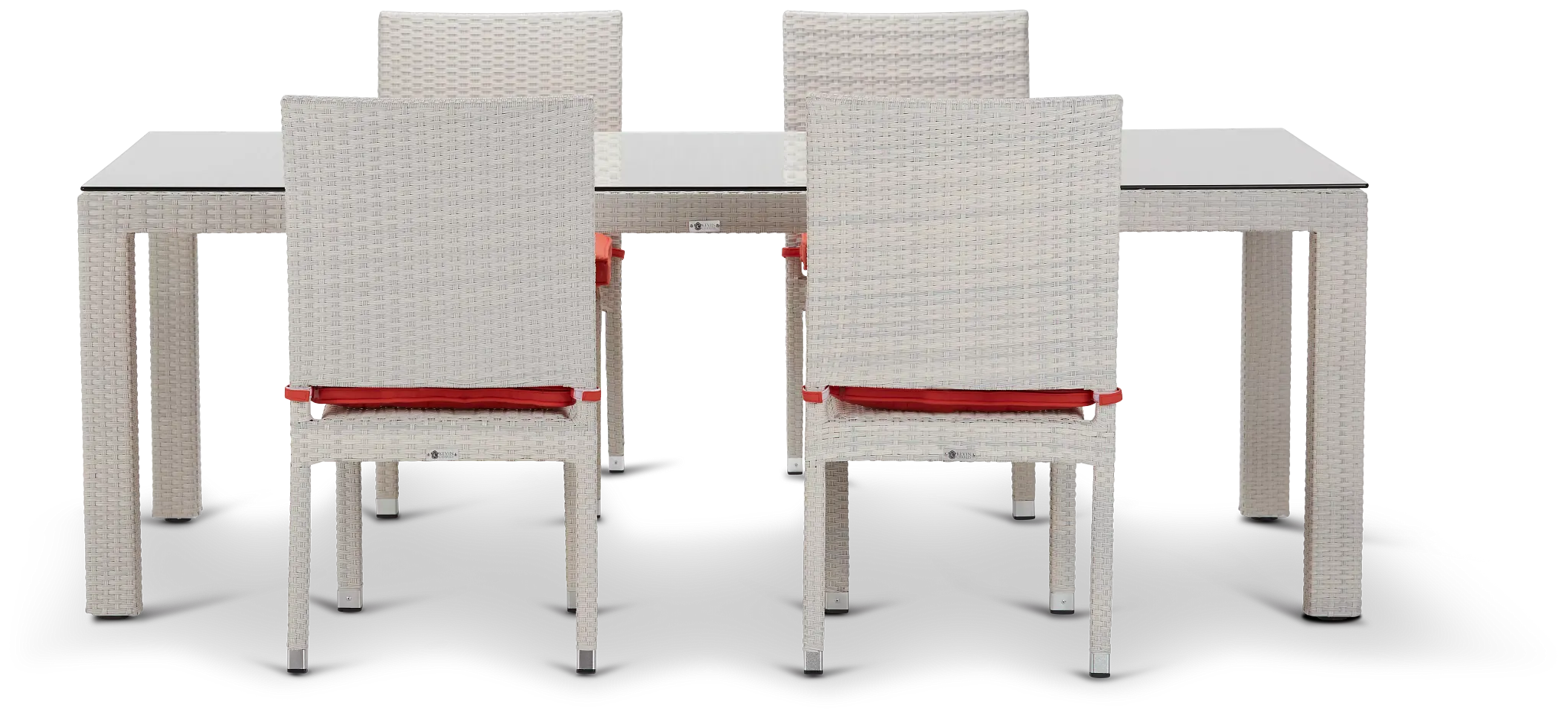 Bahia Orange 84" Rectangular Table & 4 Upholstered Chairs