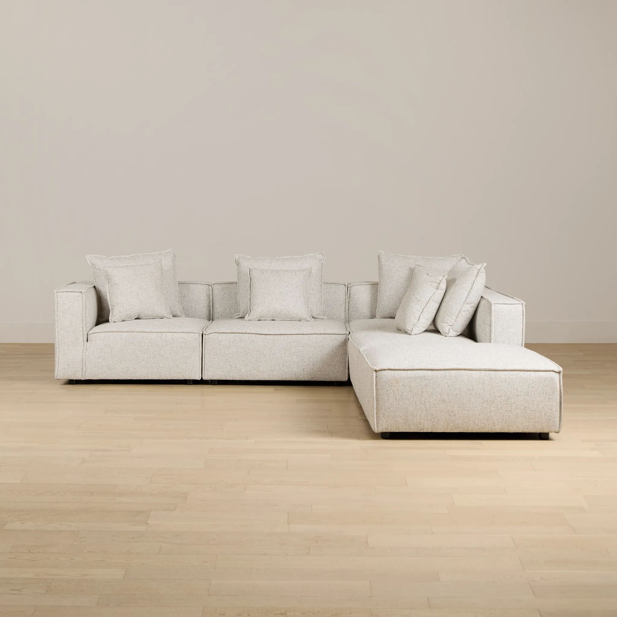 Tatum Beige Fabric 5pc Bumper Sectional