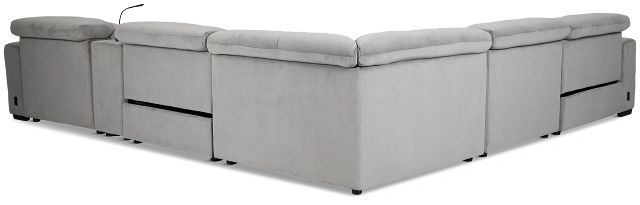 Gemma Light Gray Velvet Medium Triple Power Right Chaise Sectional