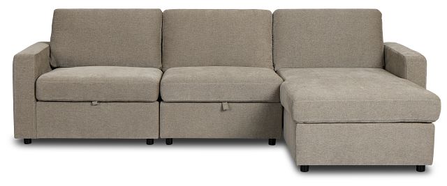 Addie Gray Fabric Right Chaise Storage Sectional