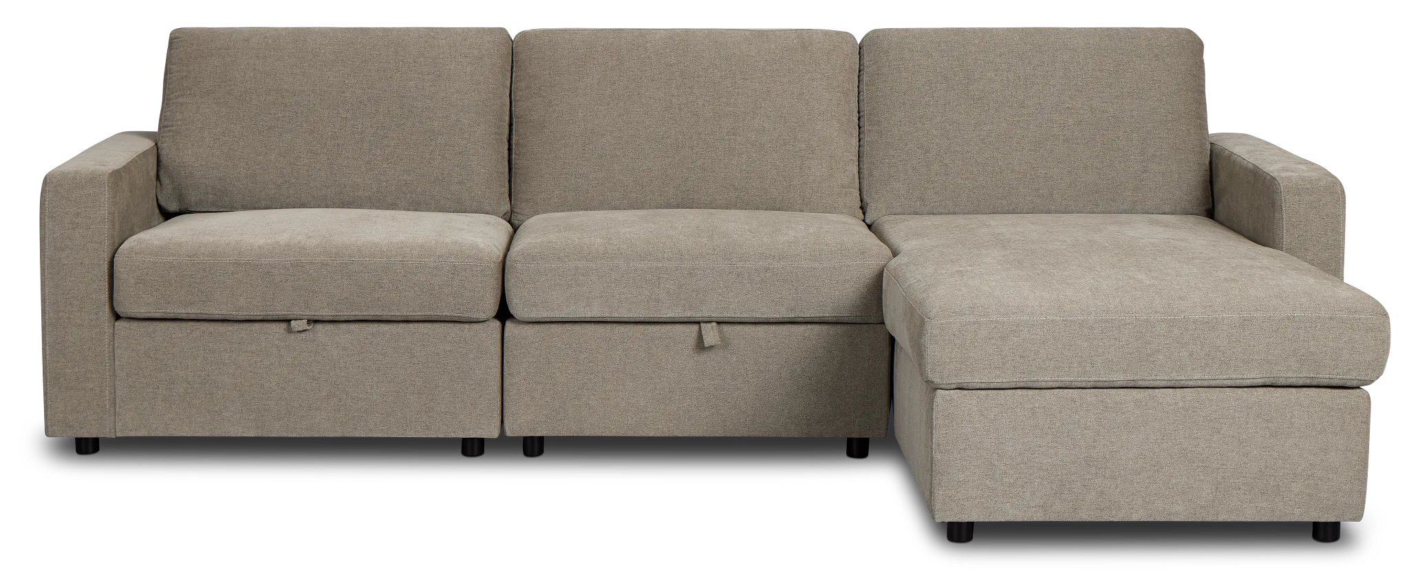 Addie Gray Fabric Right Chaise Storage Sectional