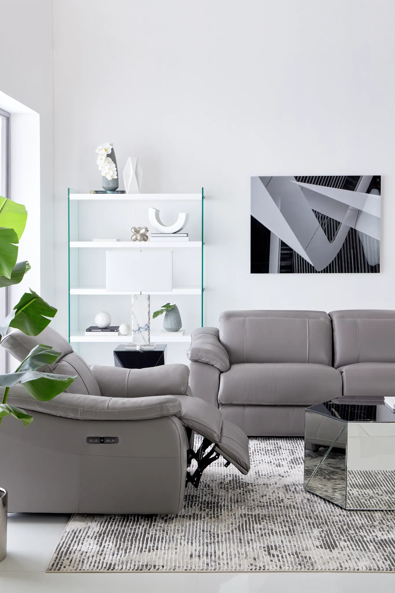 Marion Gray Lthr/vinyl Power Reclining Sofa