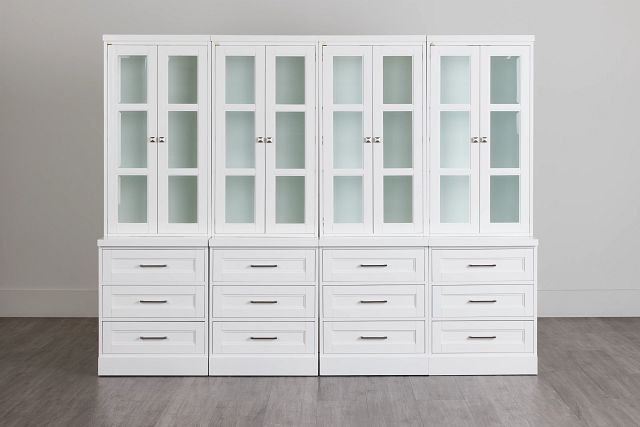 Newport White Drawer Bookcase Wall