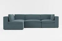 Destin Elevation Dark Blue Fabric 4-piece Modular Sectional