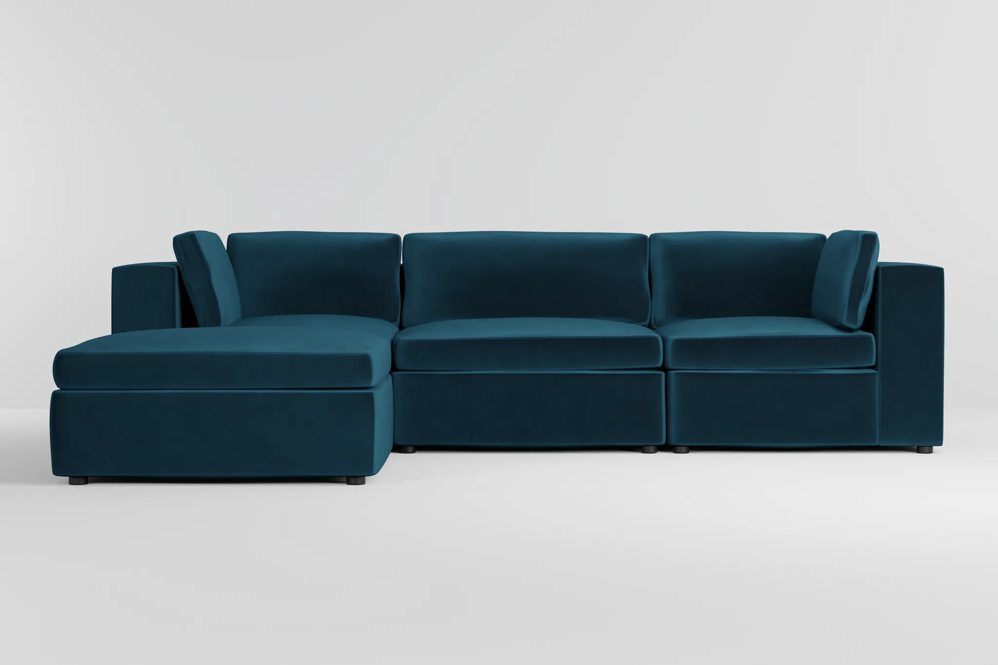 Destin Joya Teal Velvet 4-piece Bumper Sectional