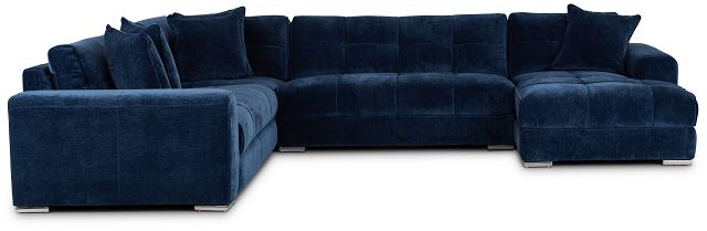 Brielle Blue Fabric Medium Right Chaise Sectional