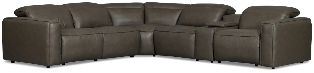 Ryland Dark Gray Lthr/vinyl Medium Dual Power 2-arm Reclining Sectional