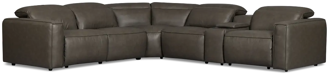 Ryland Dark Gray Lthr/vinyl Medium Dual Power 2-arm Reclining Sectional Ryland Dark Gray Lthr/vinyl Medium Dual Power 2-arm Reclining Sectional