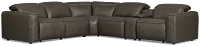 Ryland Dark Gray Lthr/vinyl Medium Dual Power 2-arm Reclining Sectional