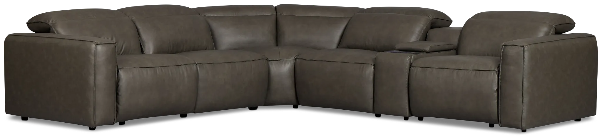 Ryland Dark Gray Lthr/vinyl Medium Dual Power 2-arm Reclining Sectional