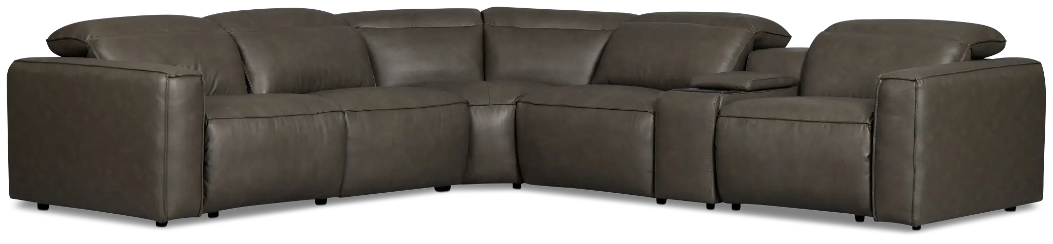 Ryland Dark Gray Lthr/vinyl Medium Dual Power 2-arm Reclining Sectional Ryland Dark Gray Lthr/vinyl Medium Dual Power 2-arm Reclining Sectional