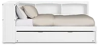 Charleston White Corner Bookcase Bed With Trundle