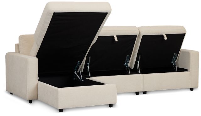 Addie Beige Fabric Left Chaise Storage Sectional