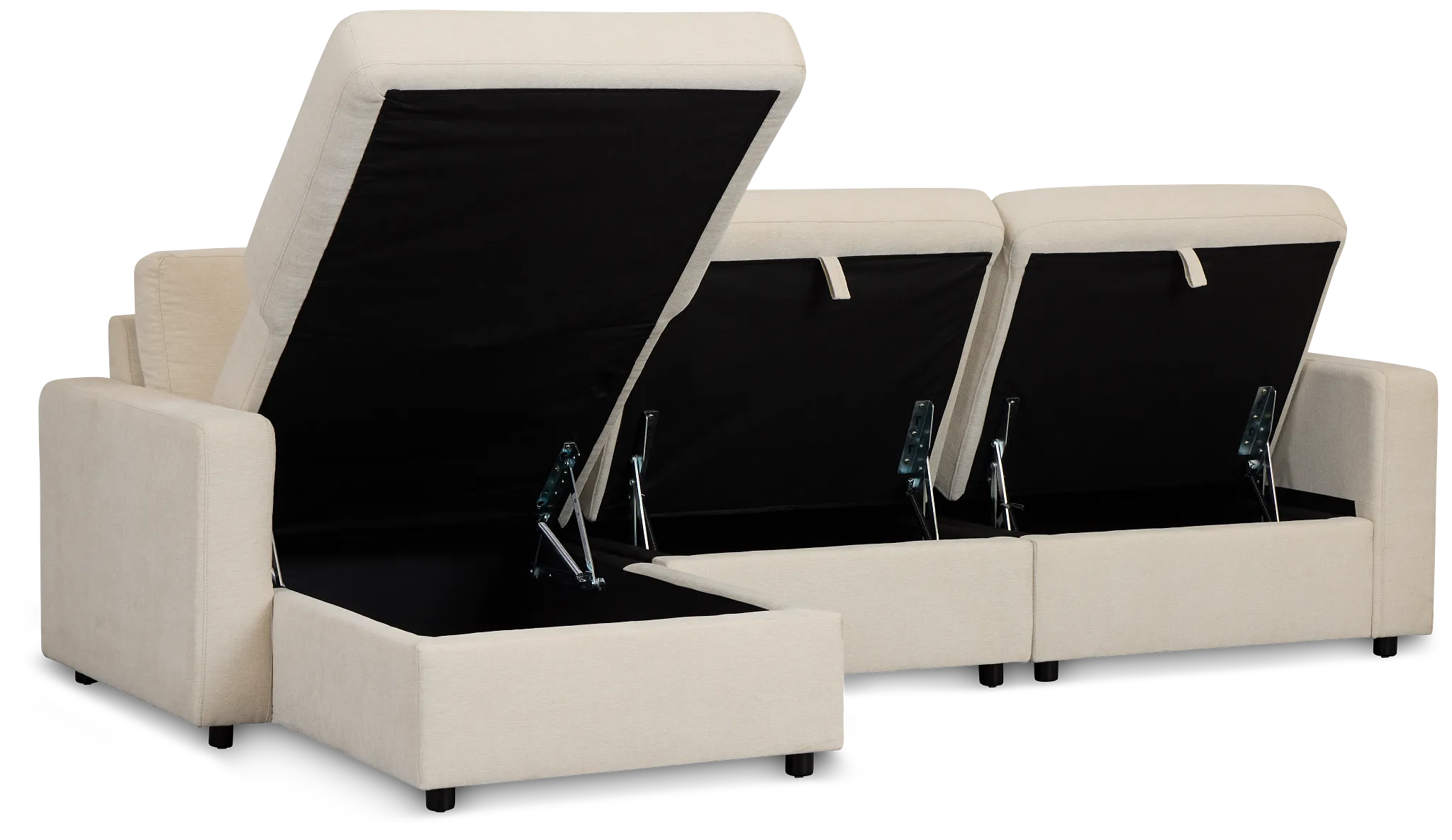 Addie Beige Fabric Left Chaise Storage Sectional