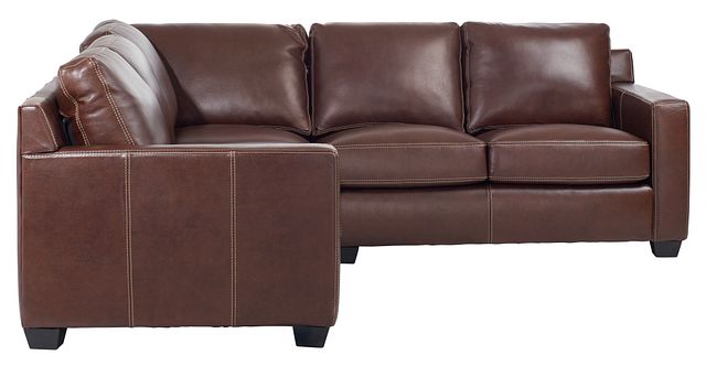 Carson Medium Brown Leather Small Two-arm Sectional (1)