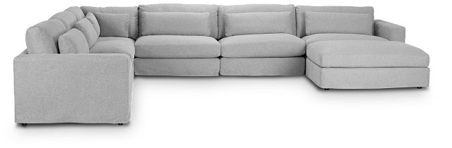 Cozumel Light Gray Fabric 7-piece Chaise Sectional