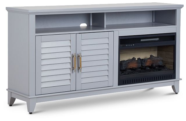 Cape May Light Gray 64" Tv Stand With Fireplace Insert