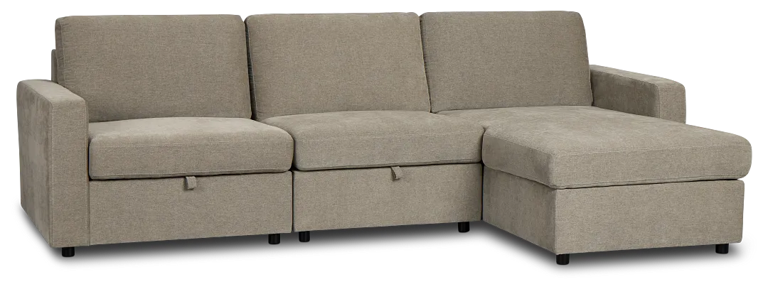 Addie Gray Fabric Right Chaise Storage Sectional