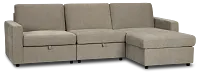 Addie Gray Fabric Right Chaise Storage Sectional