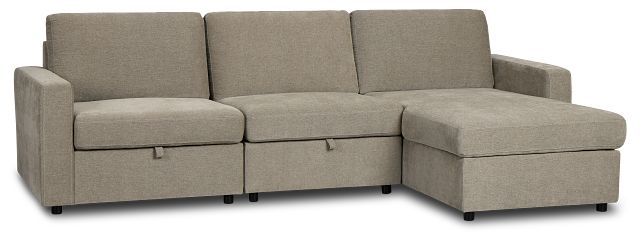 Addie Gray Fabric Right Chaise Storage Sectional