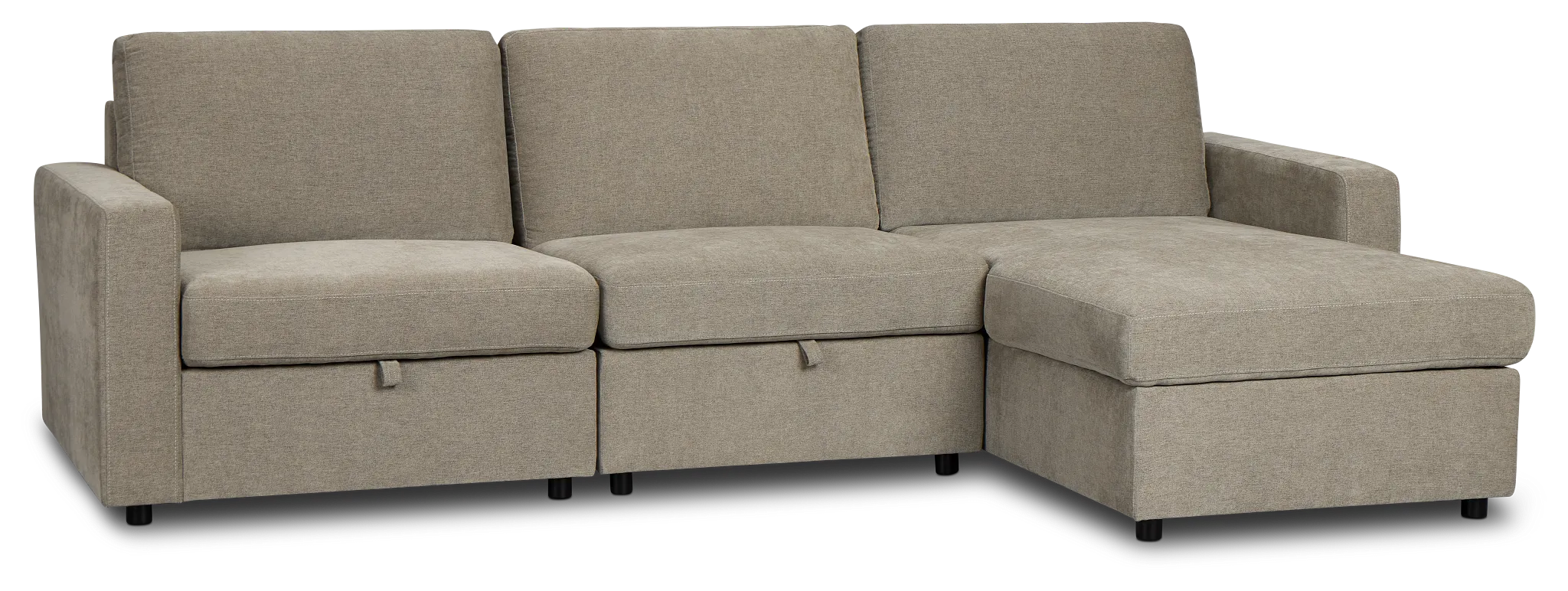 Addie Gray Fabric Right Chaise Storage Sectional