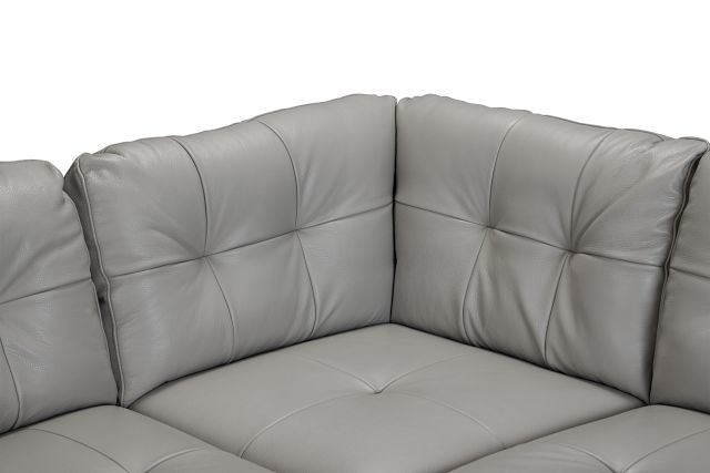 Rowan Gray Leather Small Right Bumper Sectional