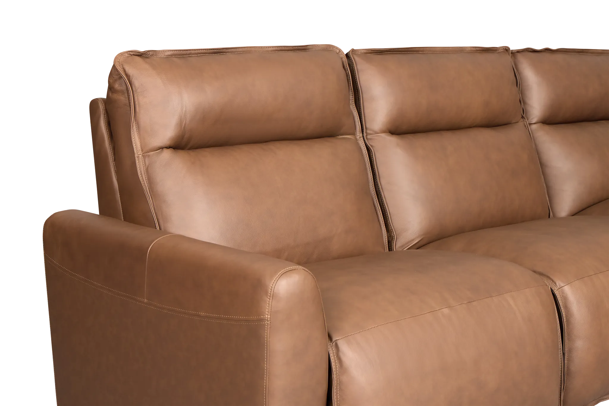 Edison Dark Brown Leather/Vinyl Medium Triple Power 2-arm Sectional