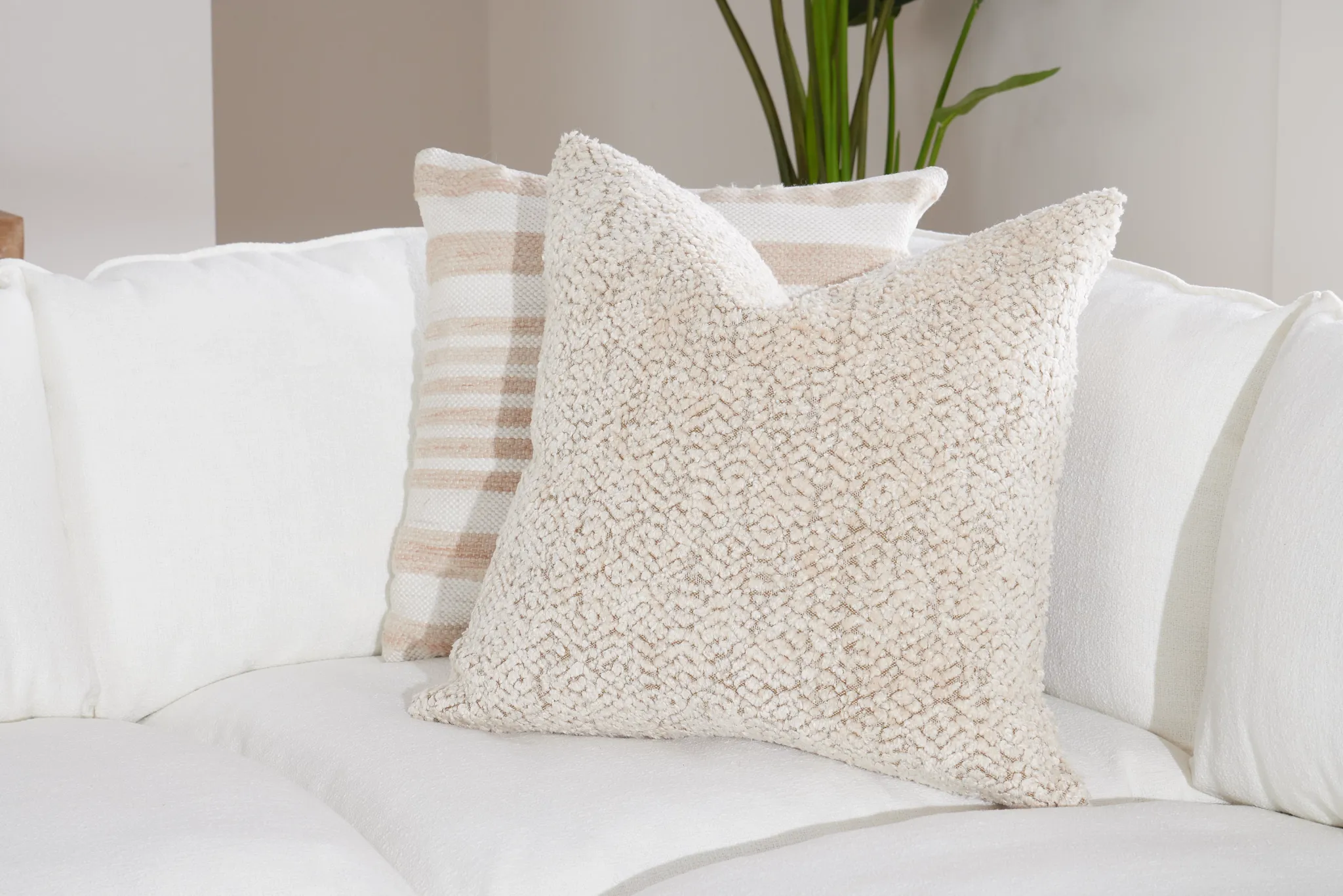 Maros White Square Accent Pillow