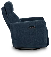 Rae Dark Blue Fabric Power Swivel Glider Recliner