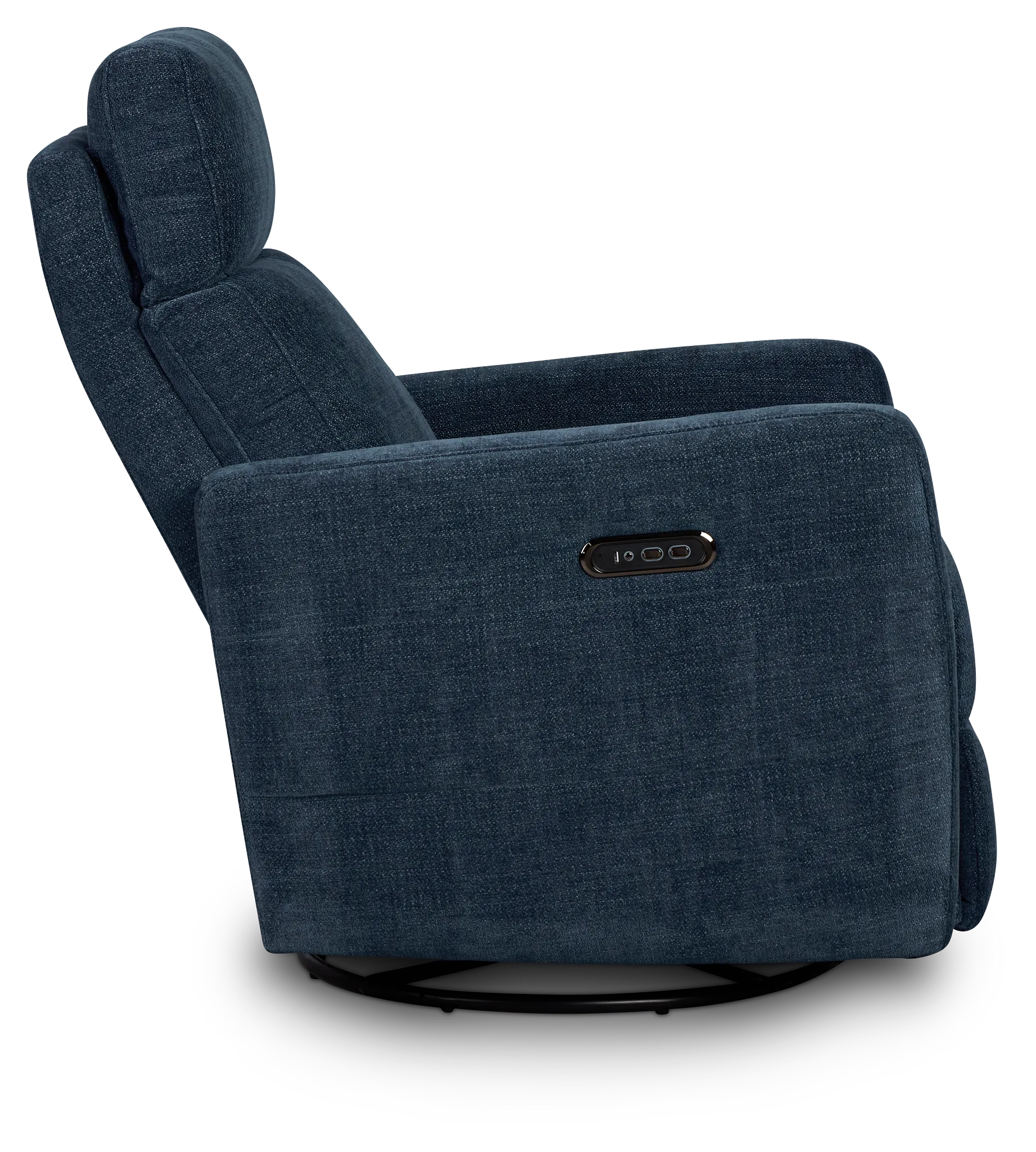 Rae Dark Blue Fabric Power Swivel Glider Recliner